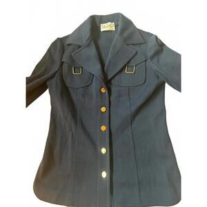 Vintage Butte Knit Navy Belted Jacket Deadstock Size 10